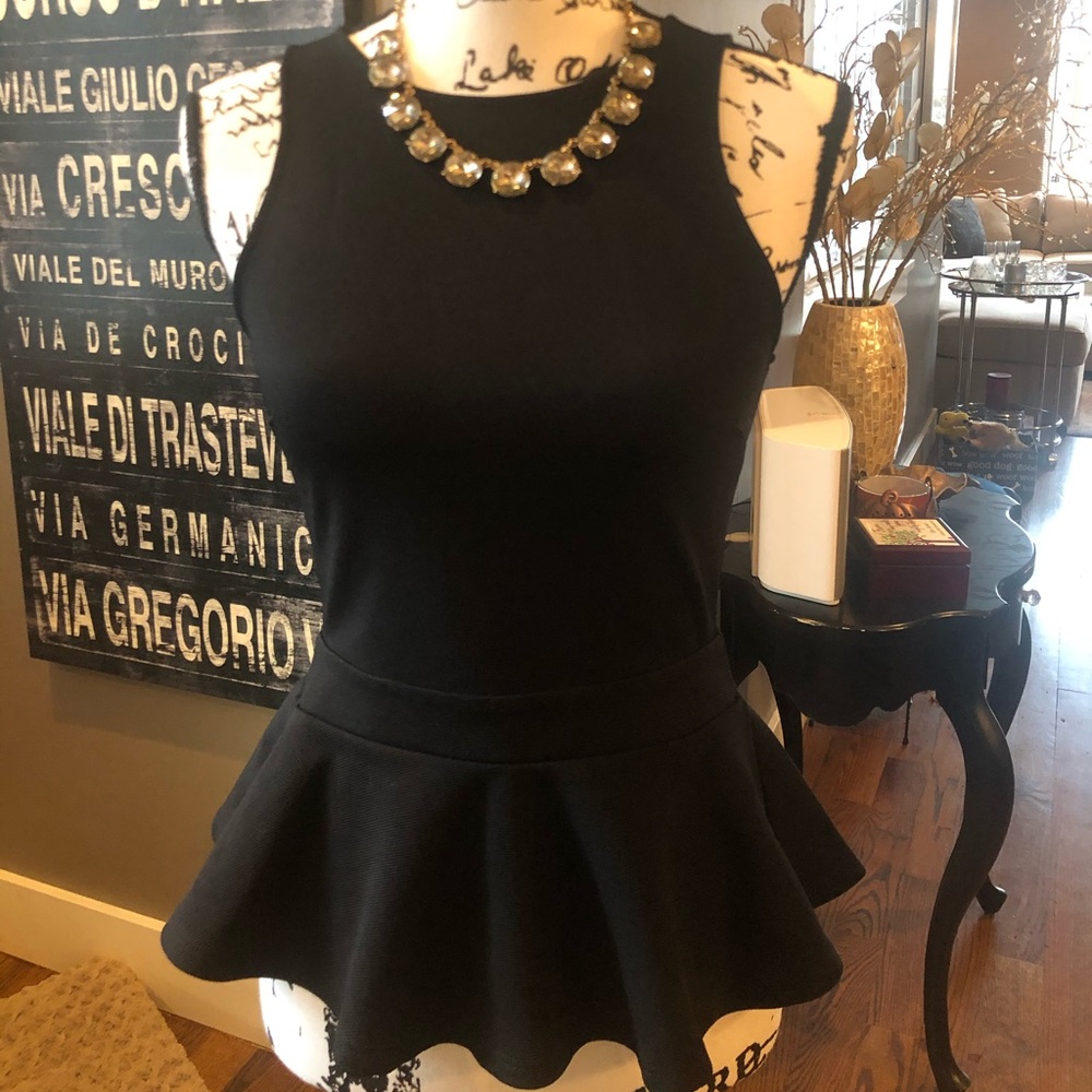 Lush Black Peplum Top
